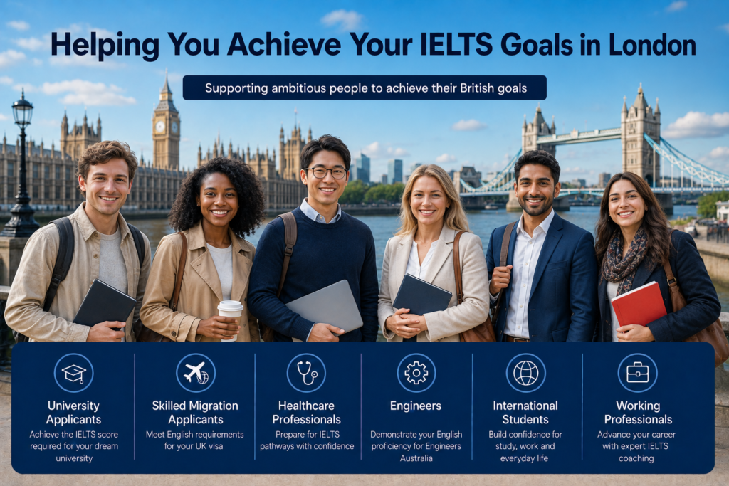 Students receiving IELTS preparation support in London, UK